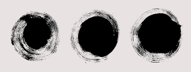 Brush strokes vector Set of round text boxes
