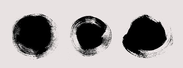 Brush strokes vector Set of round text boxes