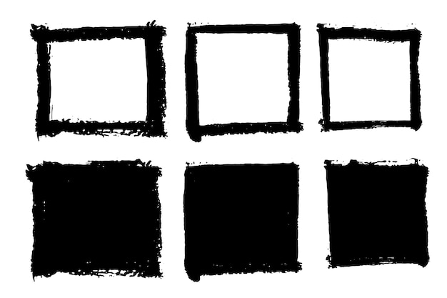 Brush strokes vector Set of square text boxes and frames