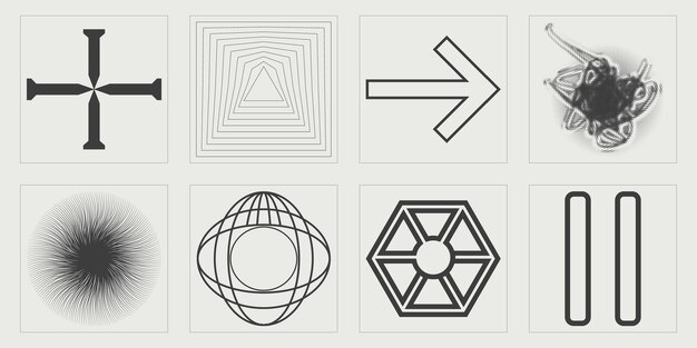 Brutalism shapes Big collection of abstract graphic geometric symbols For modern Tshirts designed