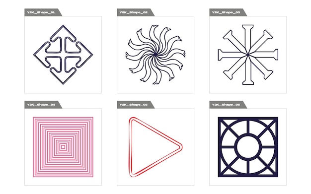 Brutalism shapes Big collection of abstract graphic geometric symbols Templates for notes posters