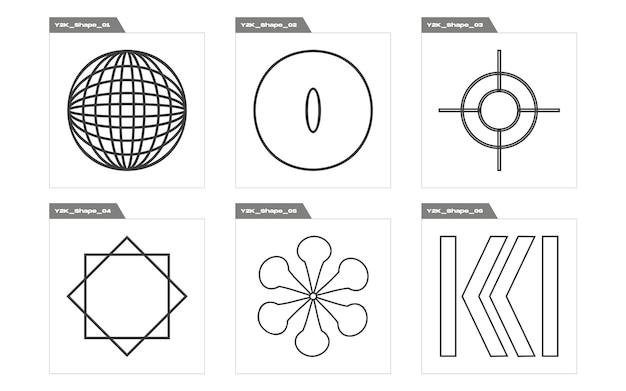 Brutalism shapes Large set of retro objects for design Elements for graphic decoration