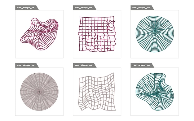 Brutalism shapes Retro futuristic graphic ornaments Elements for graphic decoration