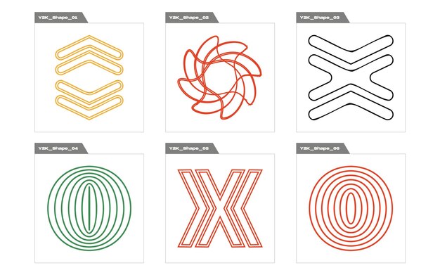 Brutalism shapes Trendy geometric postmodern figures Elements for graphic decoration