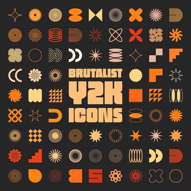 brutalist geometric shapes modern symbols simple primitive elements and forms retro design trend