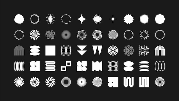 brutalist geometric shapes modern symbols simple primitive elements and forms retro design trendy