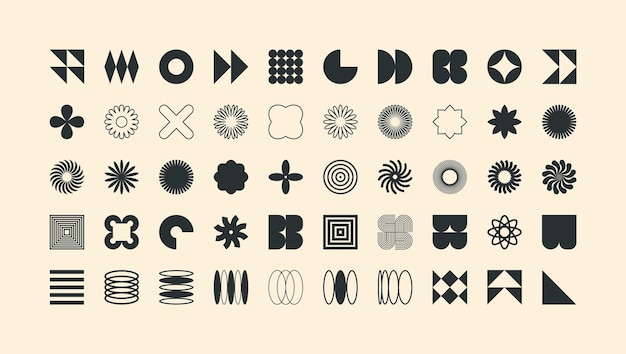 brutalist geometric shapes modern symbols simple primitive elements and forms retro design trendy