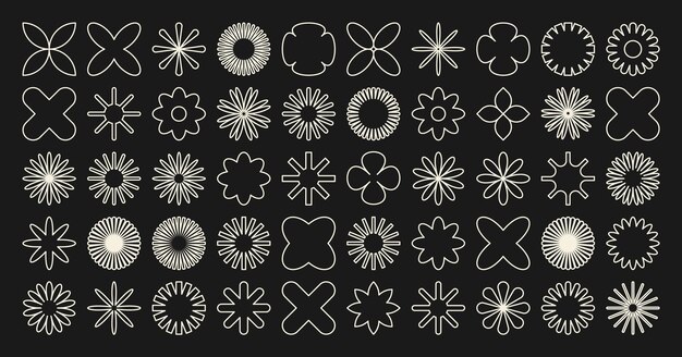 brutalist geometric shapes symbols simple primitive elements and forms bauhaus retro design trendy