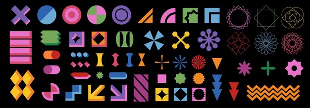 Brutalist Shapes pack Y2k Abstract Circle Square Star Cross Flower and other simple figures