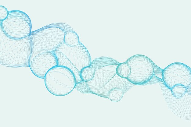 Bubble particle structure background Wavy shapes digital backdrop in a futuristic style