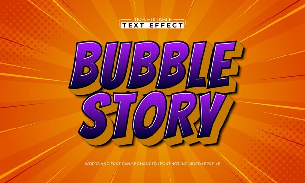 bubble story editable text effect with a comic and kids text style