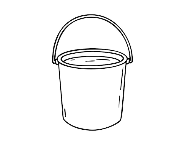 Bucket doodle hand drawn icon outline drawing metal or plastic bucket line clipart symbol vector
