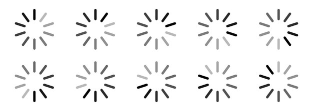 Buffering circle set in grey color vector round Loading indicator vector icon set Buffer status