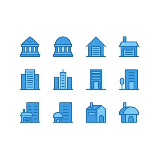 Building and architecture icon set vector isolated