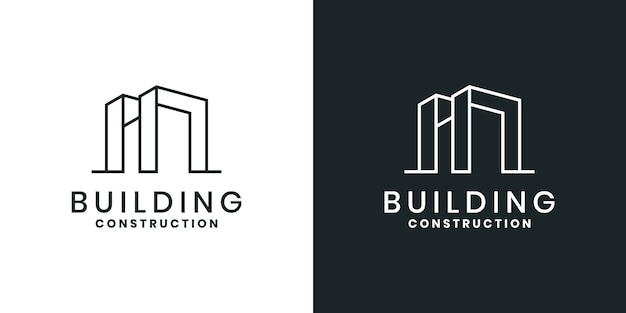 building architecture logo design with line concept for construction