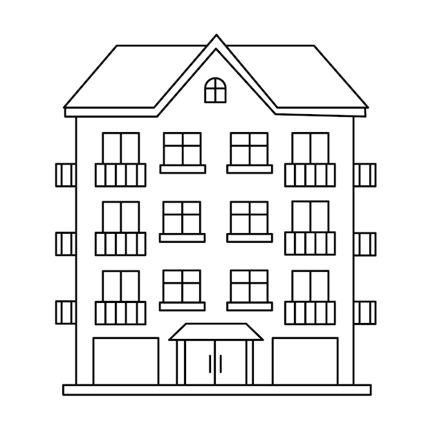 Building coloring page vector line art
