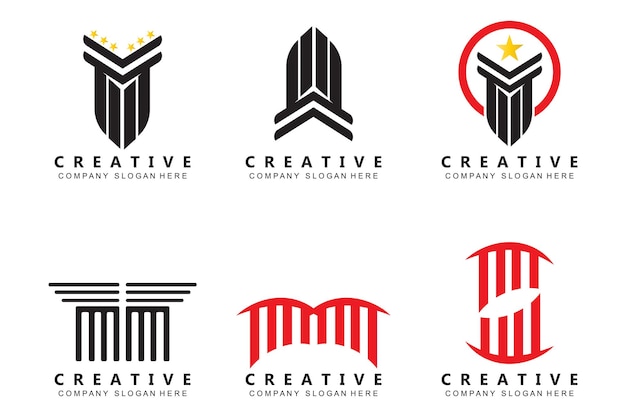 building column pillar logo design building structure vector illustration