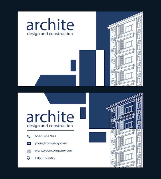 building design and construction business card template elegant modern design