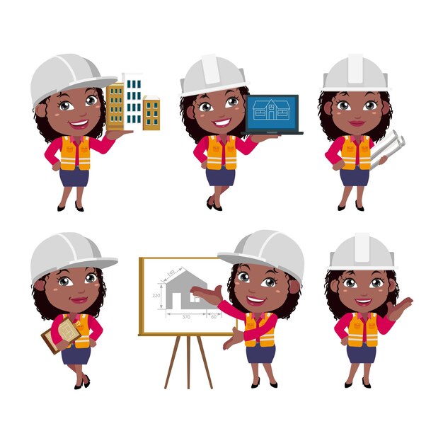 building engineer with different poses