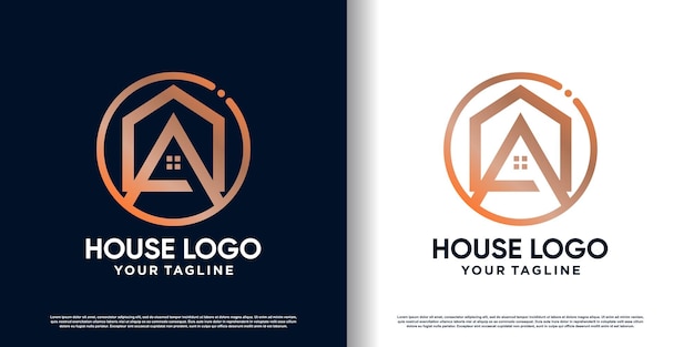 Building logo design with creative unique style premium vector