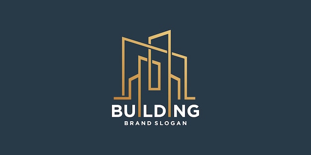 Building logo with creative element Premium Vector