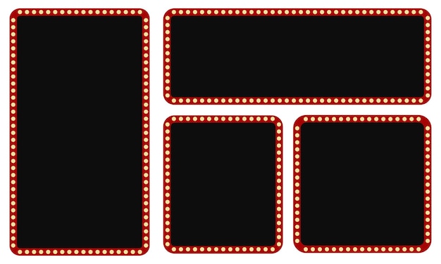 bulb frame with empty space collection set. vector illustration.