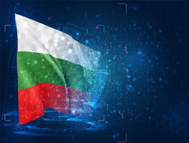 Bulgaria ,3d flag on blue background with hud interfaces