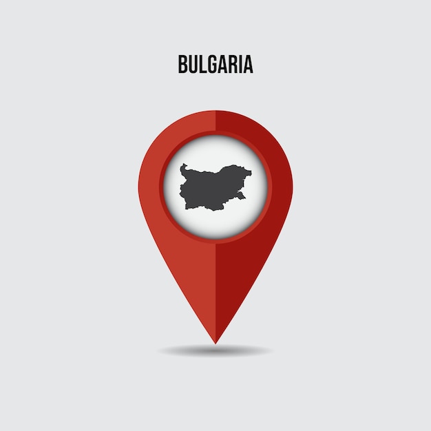 Bulgaria map on location pin. 3D pointer with map isolated on a background.