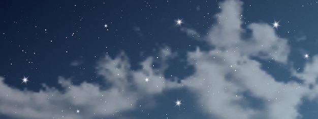 Bulutlu ve yıldızlarla dolu gece gökyüzü