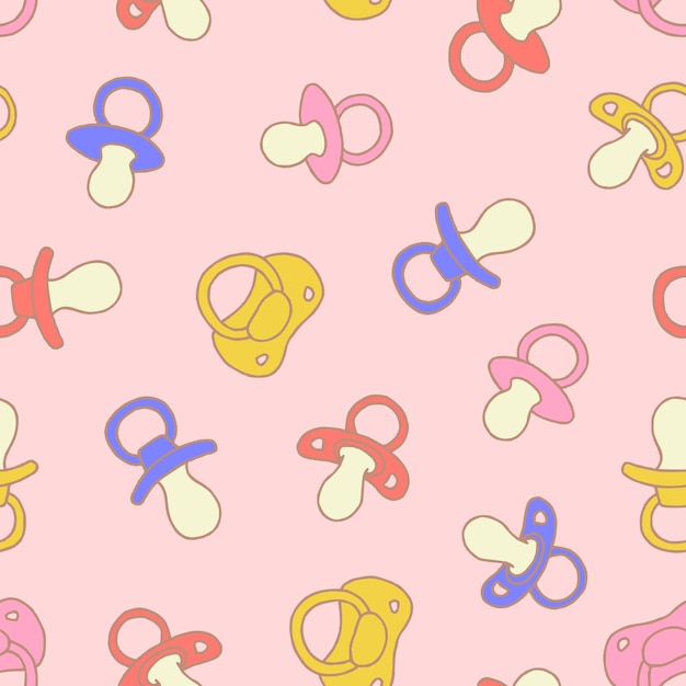 bunch of pacifier vector seamless pattern illustration design