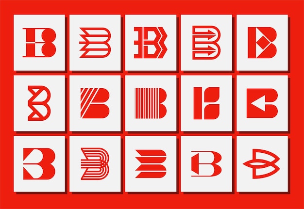 Bundle of line abstract initial letter B logo design
