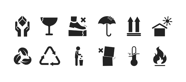 bundle square icon fragile handle with car keep dry umbrella recycle and others shipping cardboa