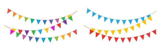 Bunting flag for events background Colorful triangular flag decoration with rope