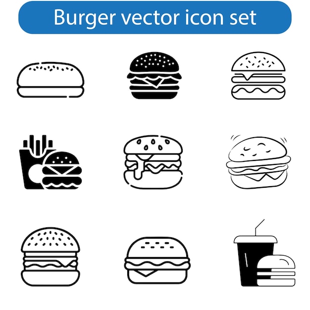 Burger icon vector art illustration of fast food set for UI and UX website or mobile app design