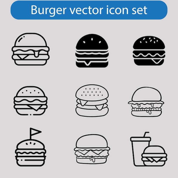 Burger icon vector art illustration of fast food set for UI and UX website or mobile app design