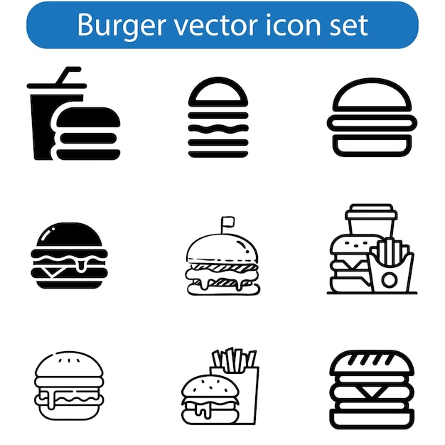 Burger icon vector art illustration of fast food set for UI and UX website or mobile app design