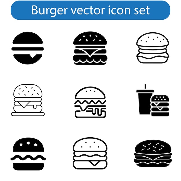 Burger icon vector art illustration of fast food set for UI and UX website or mobile app design