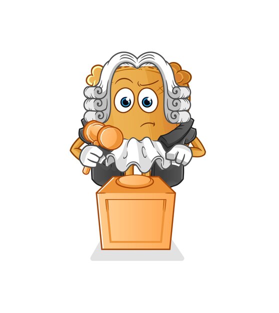 Burlap sack judge holds gavel. character vector