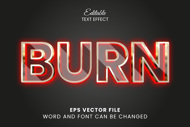 Burn neon glow 3d editable text effect