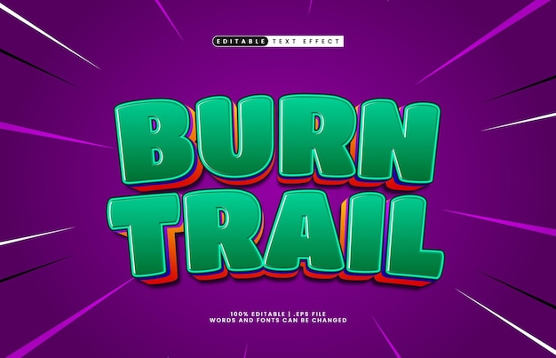 burn trail editable text effect with a game and joyful text style