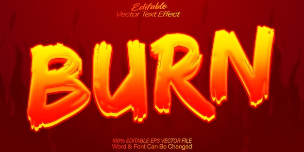 Burn Vector Text Effect Editable Alphabet Flame Fire Hot Heat Bonfire Orange Red