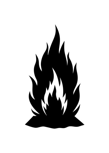 Burning bonfire silhouette vector art on white background