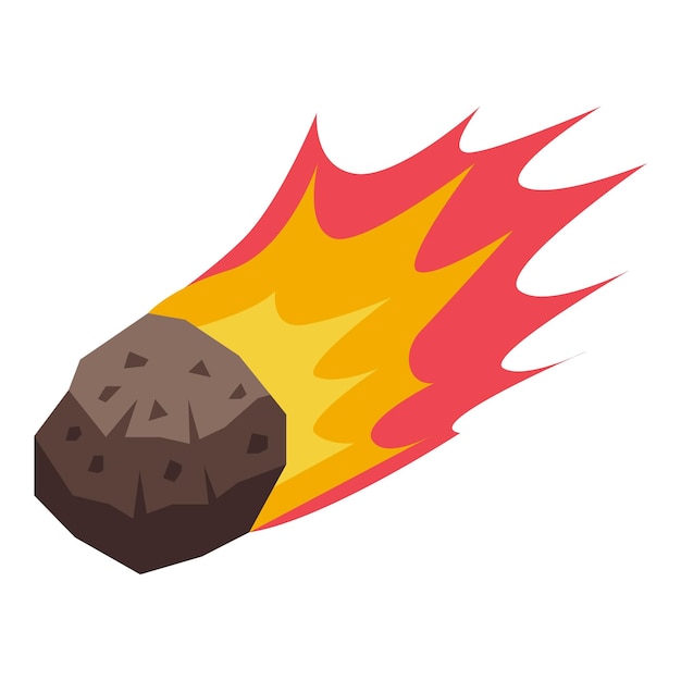 Burning meteor flying in space leaving a trail of fire