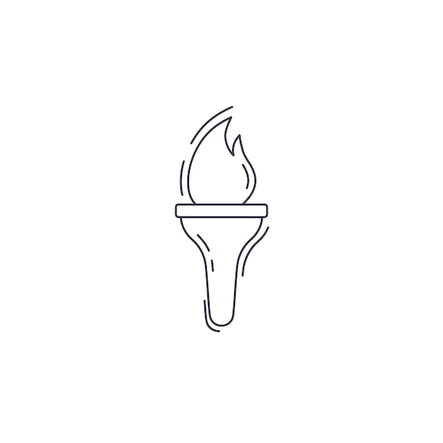 Burning Torch Fire Flame with Pillar column line icon olympic torch thin line icon