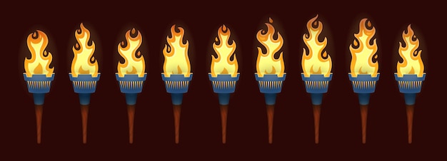 Burning torch flame animation sequence or loop