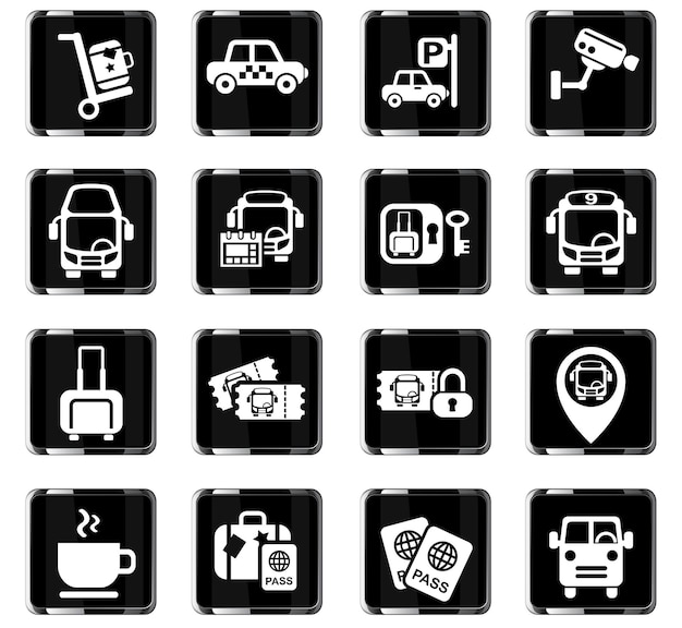 Bus station web icons for user interface design