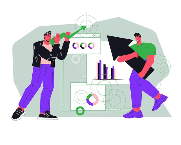 Business analytics and investment concept with people monitoring finance graphs