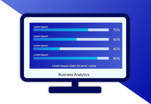 Business analytics dashboard on computer screen