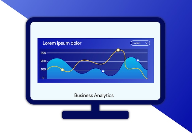 Business analytics dashboard on computer screen