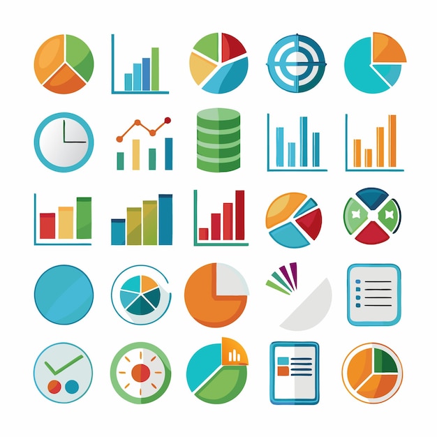 business and analytics icons comprehensive set for data visualization and financial analysis